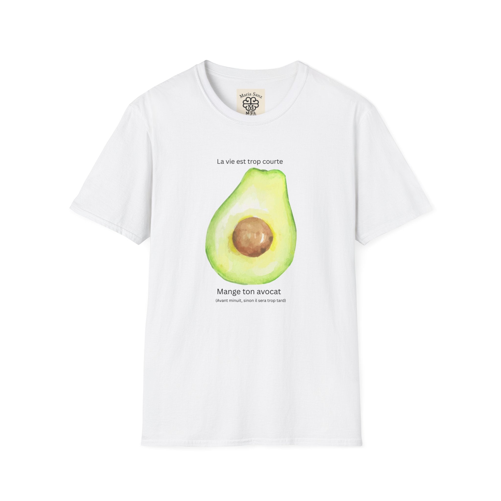 Avocado Graphic T-Shirt — “La vie est trop courte” French Vegan Tee