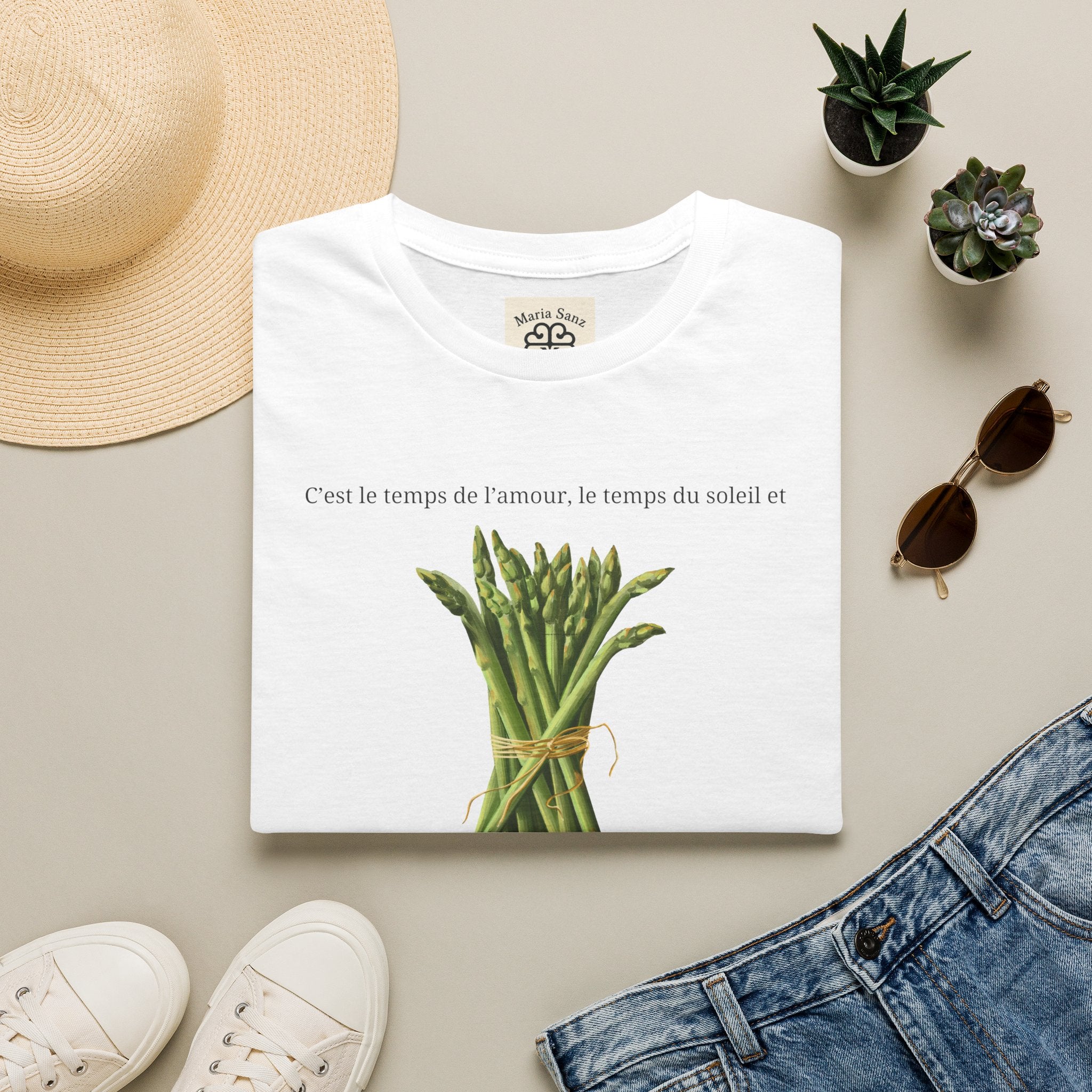 Asparagus Bouquet T-Shirt — French Garden Print, "Les Asperges"