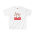 Cerises- Kids Cherry Graphic Tee — Cute Cherries with Plaid Bow, Playful Summer Shirt for Girls & Boys