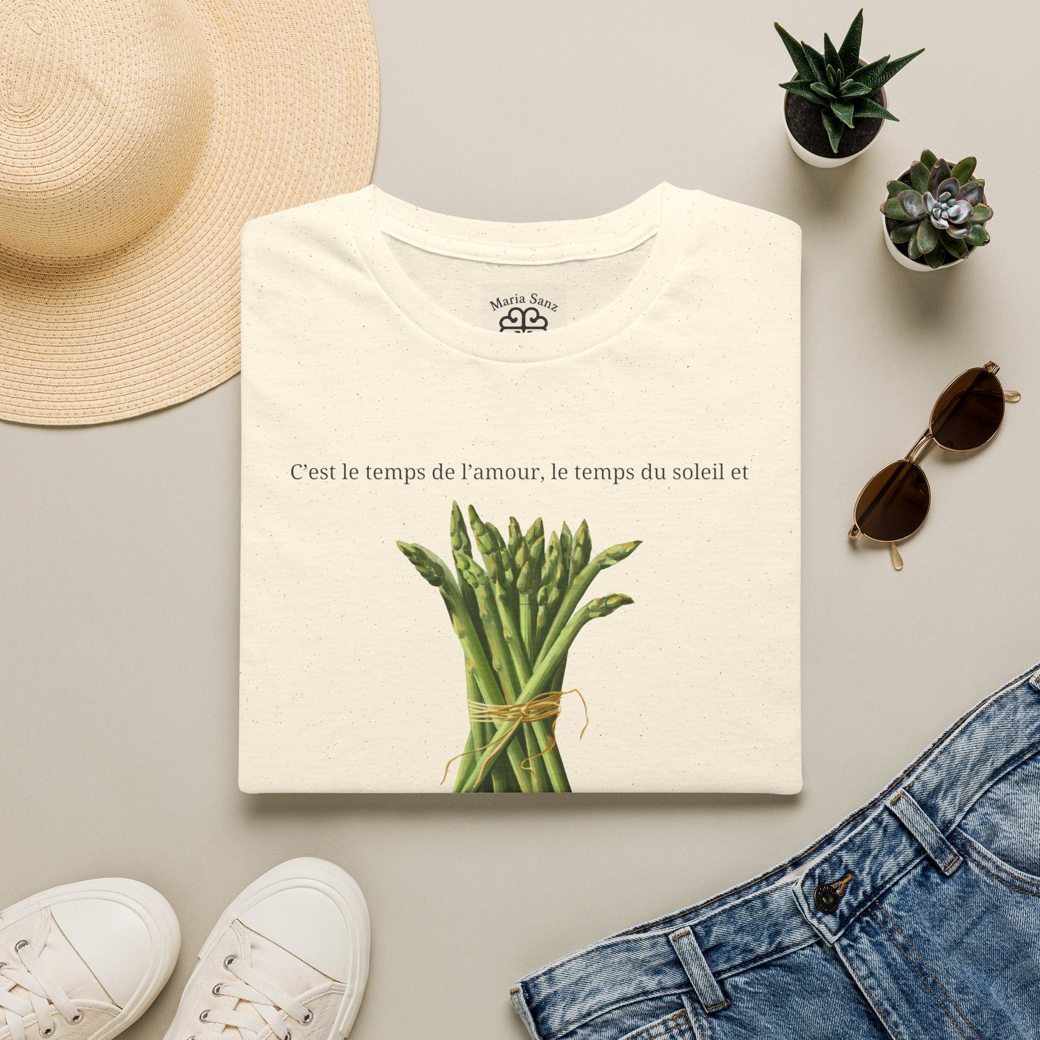 Asparagus Bouquet T-Shirt — French Garden Print, "Les Asperges"
