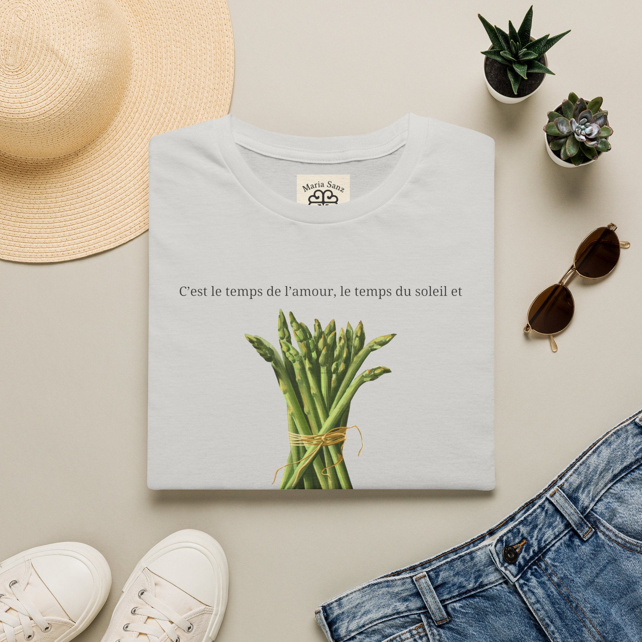 Asparagus Bouquet T-Shirt — French Garden Print, "Les Asperges"