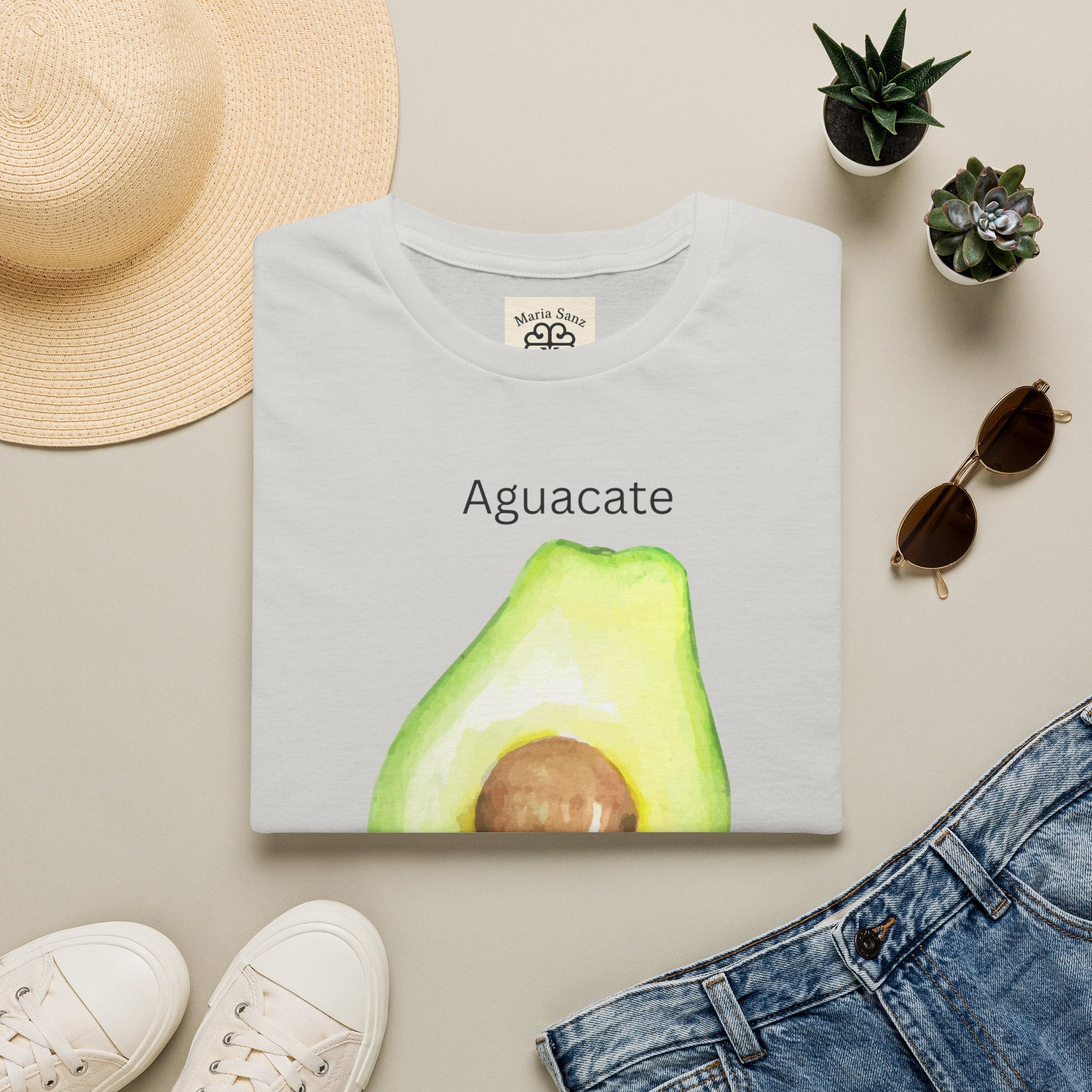 Avocado Watercolor T-Shirt – "Aguacate" Spanish Kitchen Tee