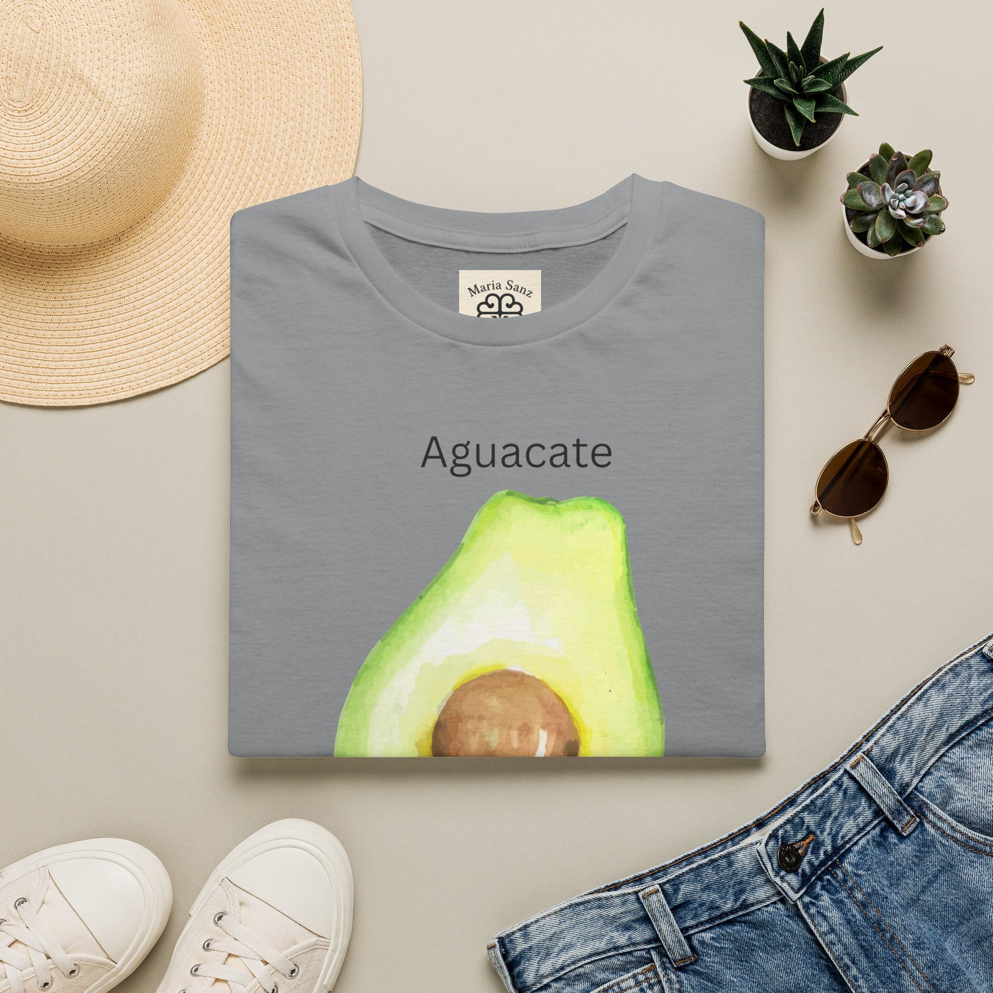 Avocado Watercolor T-Shirt – "Aguacate" Spanish Kitchen Tee