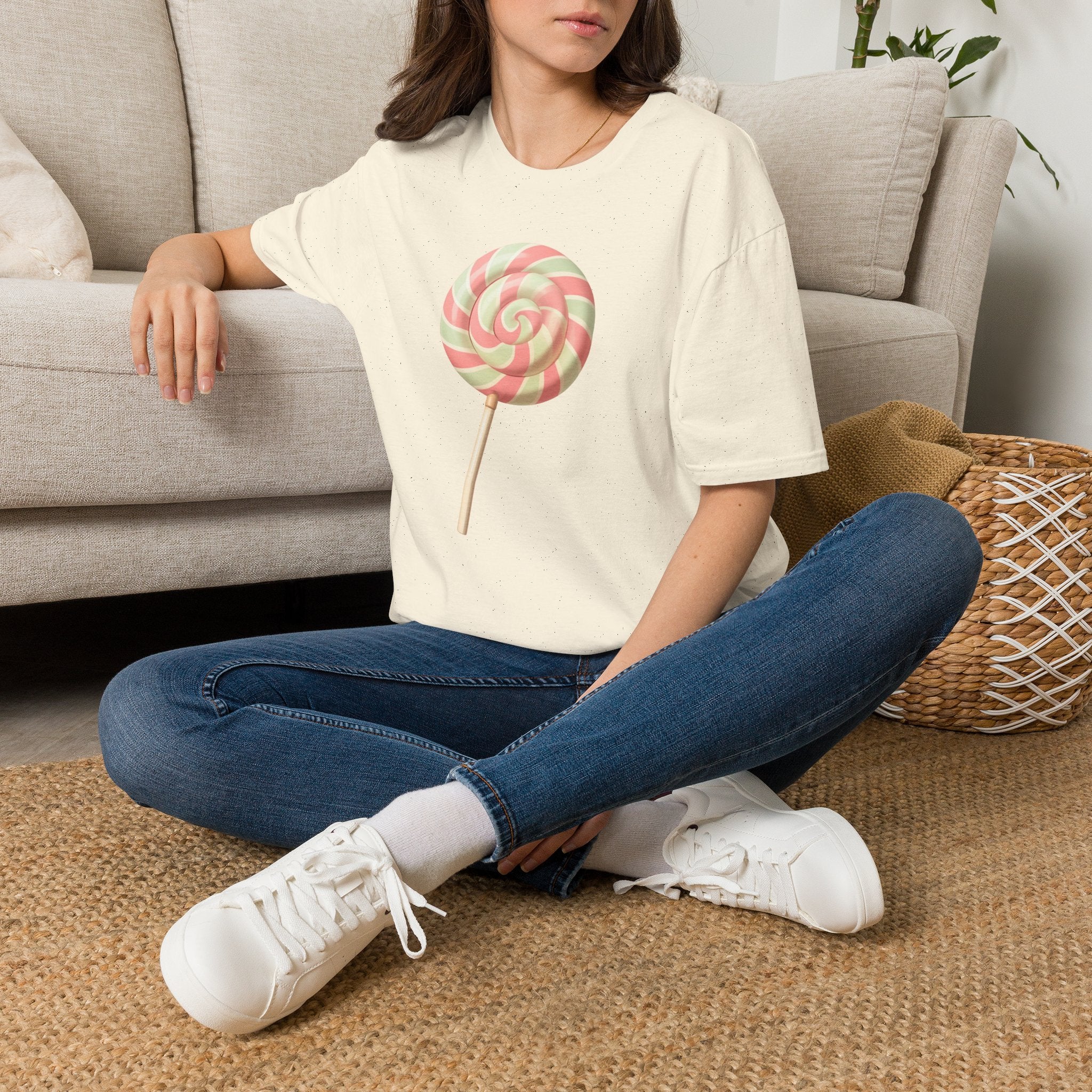 Lollipop Graphic T-Shirt — Pastel Swirl Candy Tee