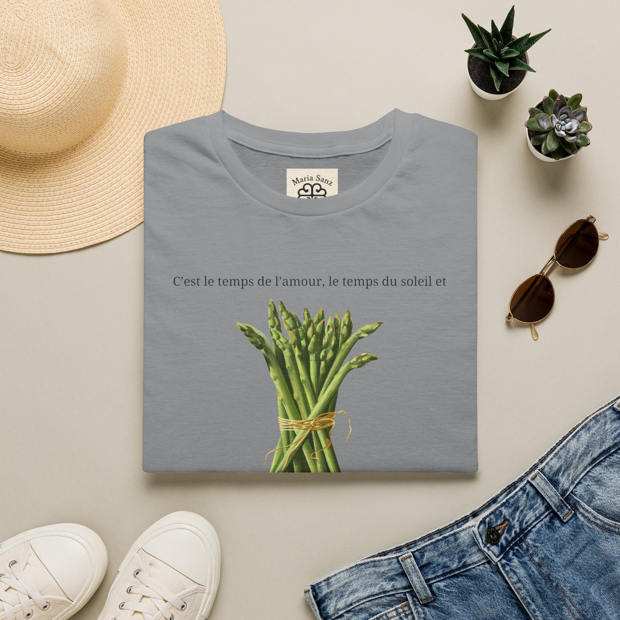 Asparagus Bouquet T-Shirt — French Garden Print, "Les Asperges"