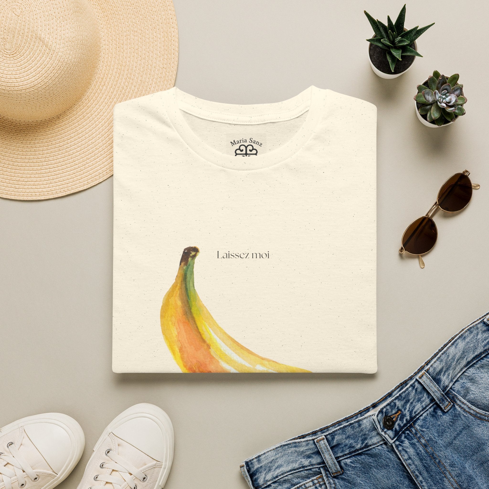 Laissez moi manger ma banane-Banana Graphic T-Shirt — Minimal Fruit Art
