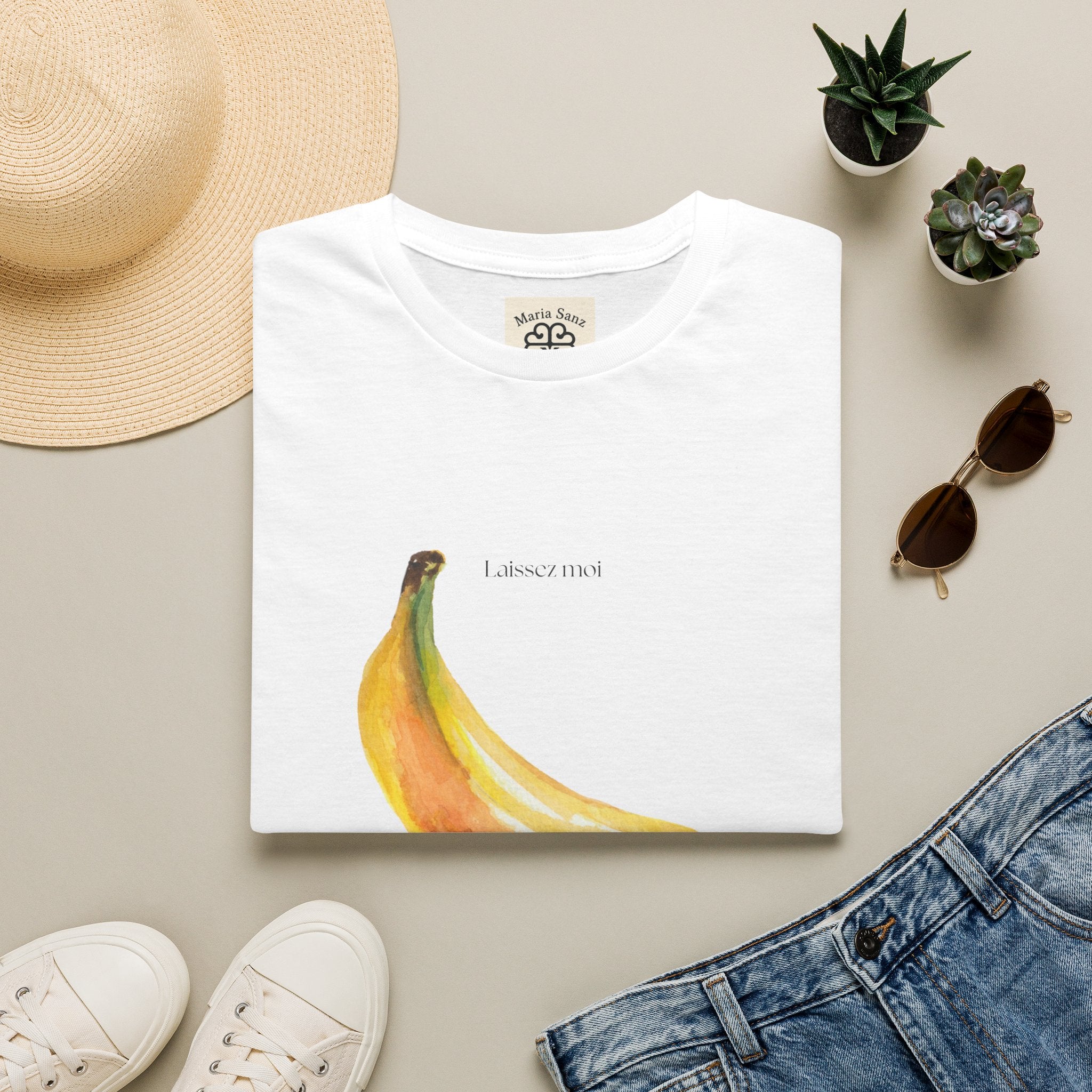 Laissez moi manger ma banane-Banana Graphic T-Shirt — Minimal Fruit Art